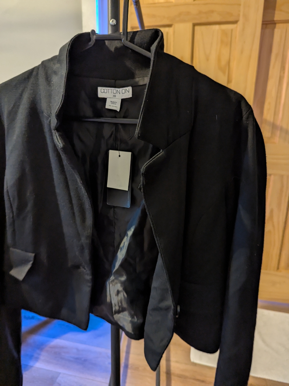 Cotton On Black Cropped Open-Front Blazer